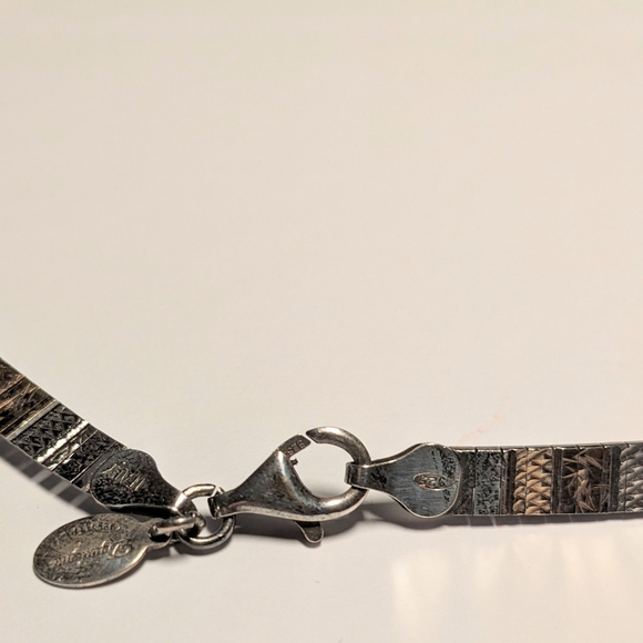 Vintage Sterling Silver Italy 925 Rose Gold etched collar necklace 17" Long 24gr - Picture 6 of 6